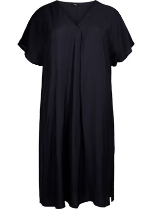 Zizzi Robe à col en V en viscose, Black, Packshot image number 0