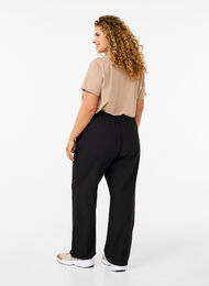 Pantalon évasé avec taille élastiquée, Black, Model