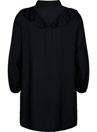 Zizzi Robe chemise avec volants et broderie, Black, Packshot image number 1