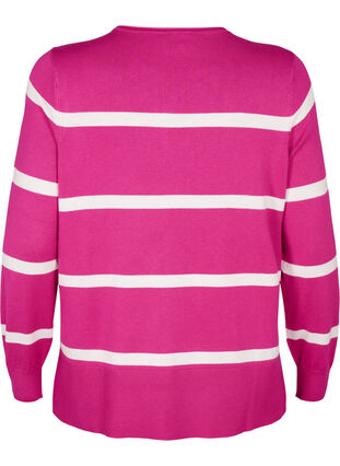 Zizzi Chemisier tricot en viscose avec des rayures, Fuchsia Red Comb, Packshot image number 1