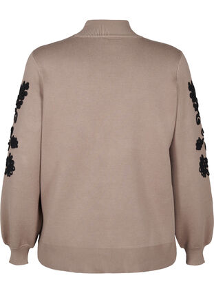 Zizzi Chemisier en tricot avec broderie, Desert Taupe Comb, Packshot image number 1