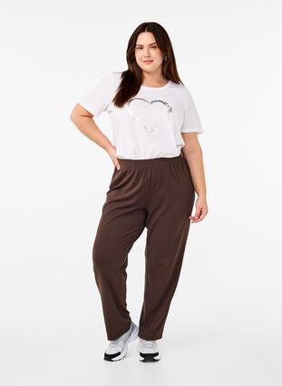 Zizzi FLASH - Pantalon à coupe droite, Chocolate Brown, Model image number 0