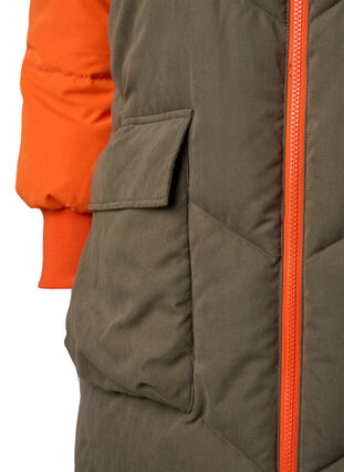 Zizzi Veste d'hiver longue à capuche avec blocs de couleurs, Bungee Cord Comb, Packshot image number 3