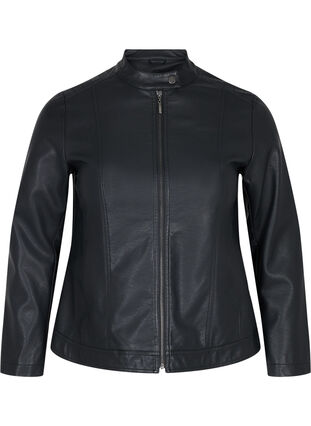 Zizzi Veste en simili-cuir avec poches, Black, Packshot image number 0