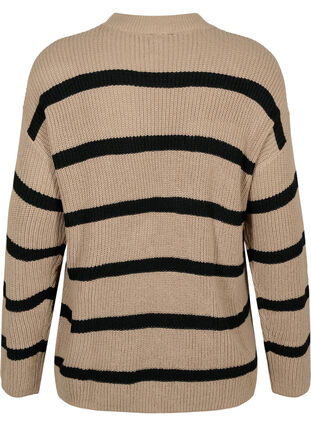 Zizzi FLASH - Pull en tricot rayé, Fungi/Black Stripe, Packshot image number 1