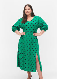 Robe midi à pois en viscose, Jolly Green Dot AOP, Model