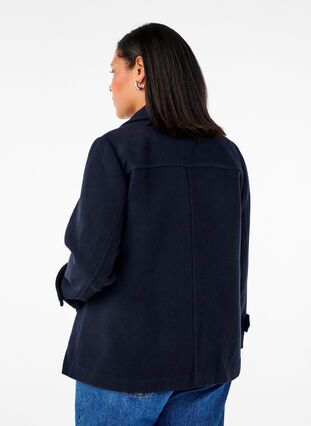 Zizzi Manteau court en laine et avec poches, Dark Navy, Model image number 1