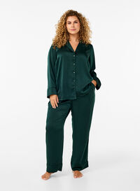 Pantalon de pyjama en satin avec taille élastiquée, Scarab, Model