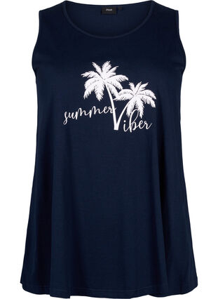 Zizzi Top en coton avec forme en A, Navy B. W. Summer, Packshot image number 0