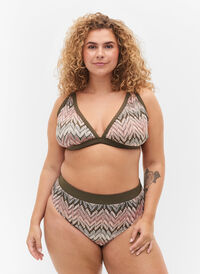 Culotte de bikini à motifs avec taille haute, Beech AOP, Model