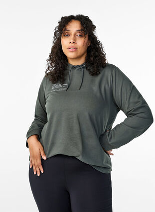 Zizzi Sweat à capuche avec texte imprimé, Urban Chic, Model image number 0